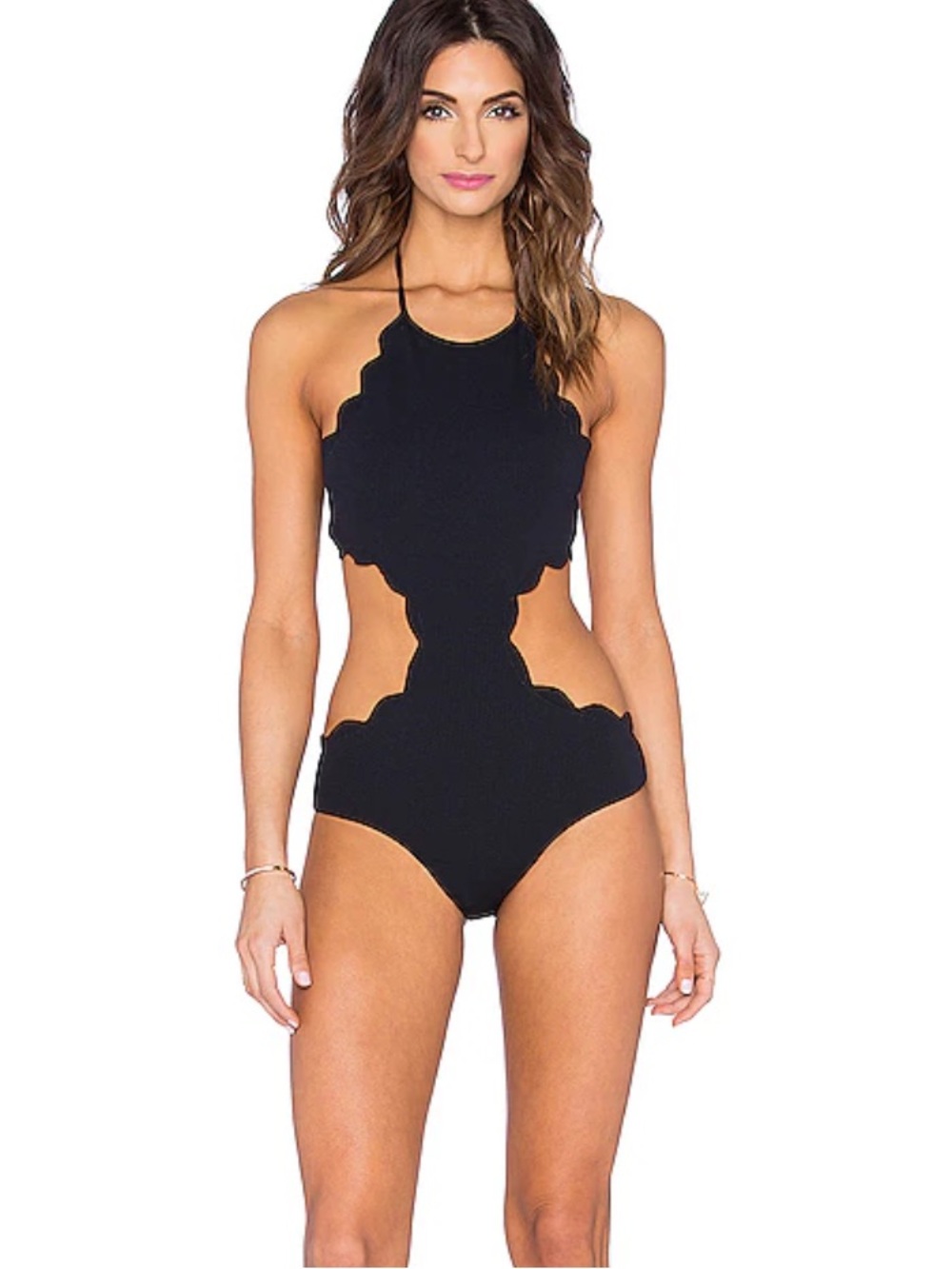 Marysia Black Mott Cutout Maillot Scallop One-Piece Swimsuit size XS
